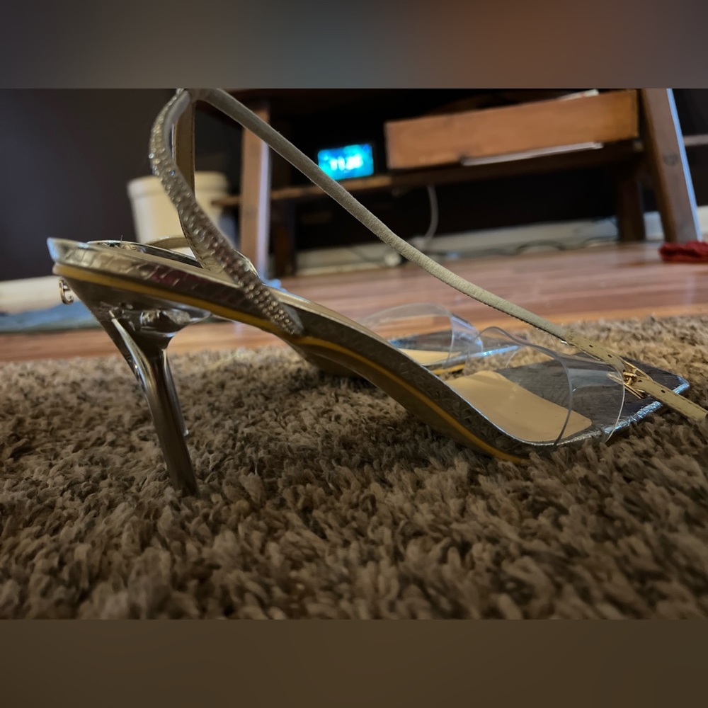 Silver heels- worn 1 time